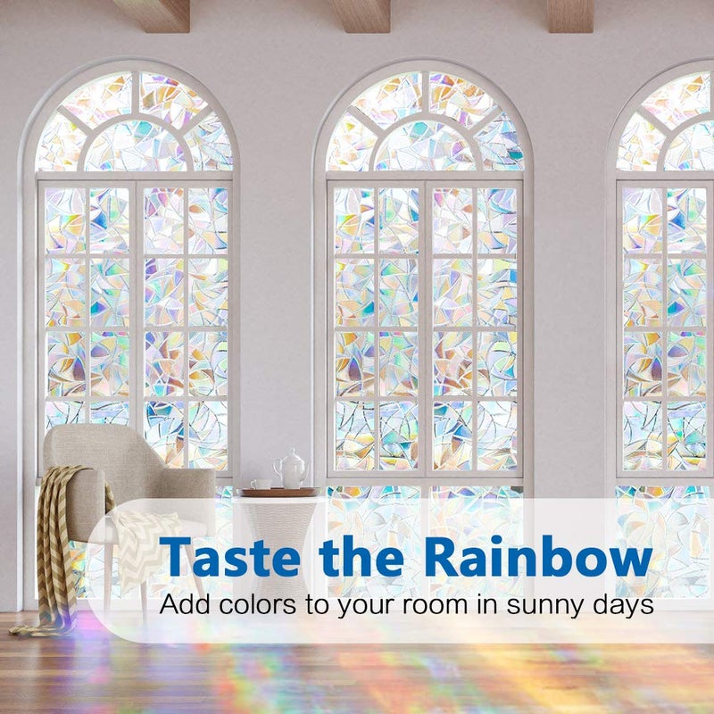 typumpkin Privacy Film, Rainbow Clings, 3D Decorative Vinyl, Stained Glass Decals, Static Cling Window Sticker - Removable Non-Adhesive UV Blocking (35.4" x 118") - Image 5